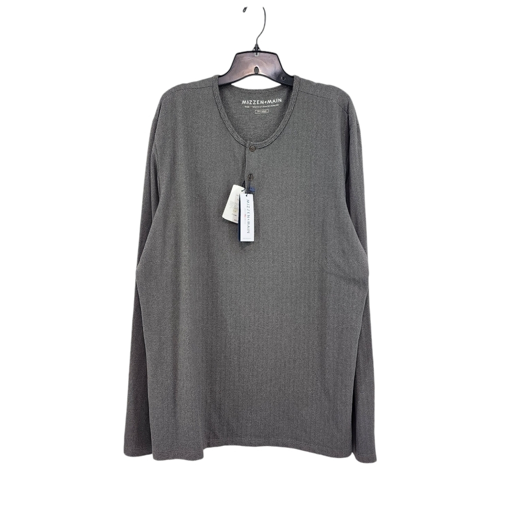 Mizzen + Main Men's Kodiak Herringbone Henley Sweater Charcoal- XXL